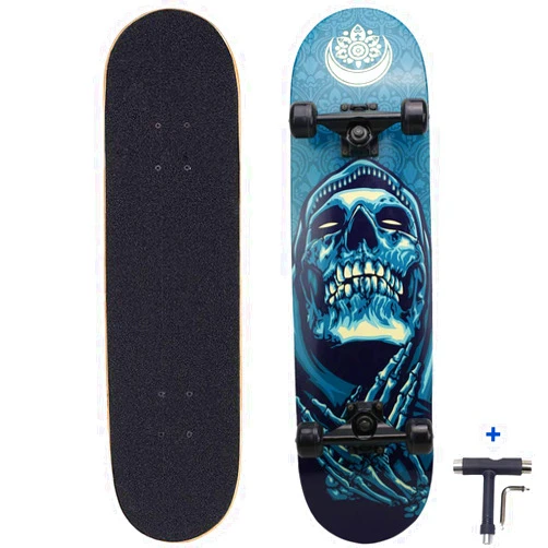 Dreambeauty 31 inch Pro Skateboard Complete,7 Layer Maple Wood Double Kick Concave Skateboards, Tricks Skateboards for Teens, Beginners, Girls, Boys, Kids, Adults