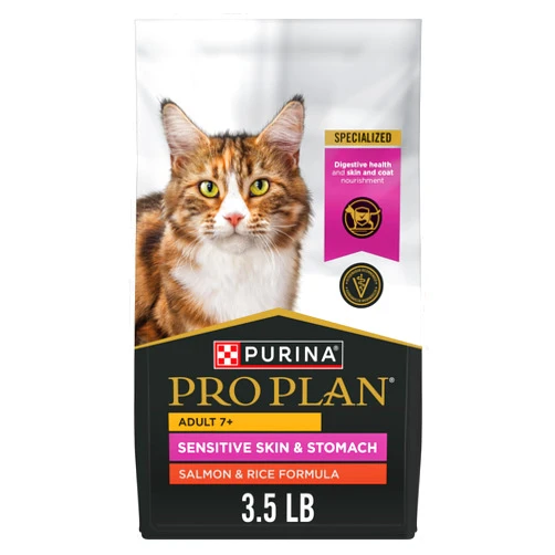Purina Pro Plan Sensitive Skin and Stomach Senior Cat Food Salmon and Rice Formula - 3.5 lb.