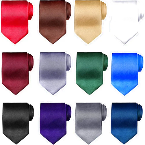 Syhood 12 Pieces Solid Satin Pure Color Ties Set Business Formal Necktie Tie for Men Formal Occasion Wedding