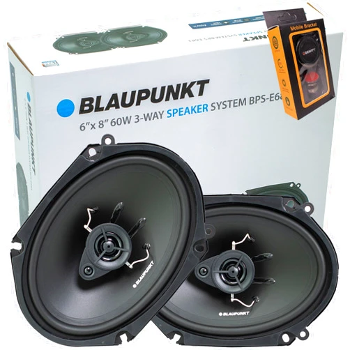 BLAUPUNKT BPS-E683 6x8 3-Way Car Speakers 120W - High-Performance, Full-Range Sound, Easy Installation – Pair Bundle with Gravity Magnet Phone Holder