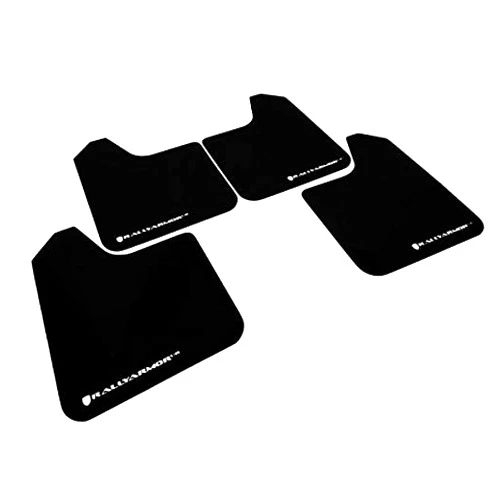Rally Armor MF12-UR-BLK/WH Black, White Mud Flap with Logo (Universal Fitment (no Hardware) UR), 1 Pack