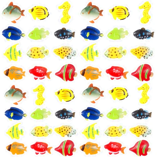 Boao 48 Pcs Plastic Fish Toys Small Tropical Fish Figure Play Set Sea Animals Bath Toys Tropical Party Favors Assorted Ocean Creatures Figures Birthday Learning Educational Party Supplies