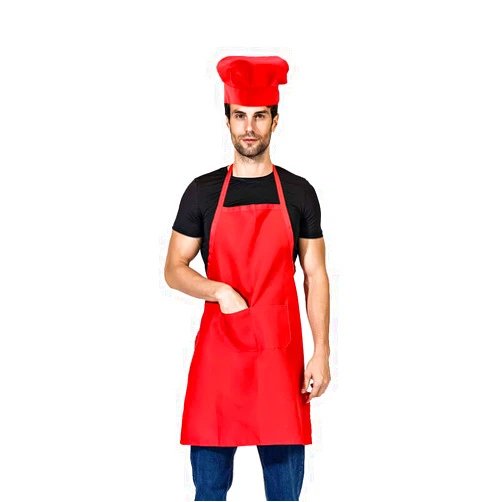 TSD STORY Red Chef hat and Apron for Adults Men Women, Cooking Grilling BBQ Chef Apron and Hat Set. (1, Red)