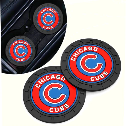 UMLYOP Cubs Car Cup Holder Coasters for Baseball Fans,Chicago Cubs Car Coasters for Car Cup Holder,Baseball Stuffs Chicago Cubs Car Cup Holder Insert,Souvenir/Gifts for Baseball Fans,Car Cup Mat,2.75''