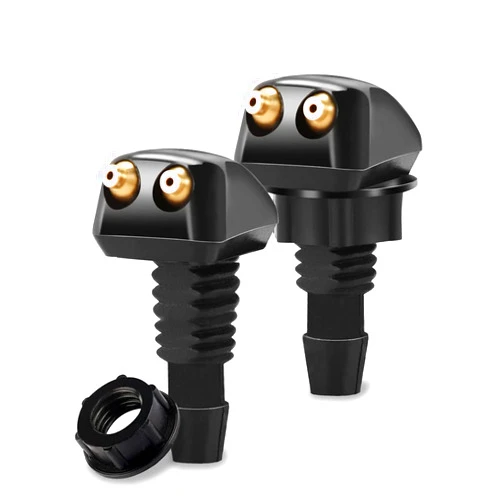 Middrivr 2PCS Car Front Windshield Washer Nozzles, Windshield Sprayer Nozzle, Windshield Spray Nozzle Wiper Spray Washer Jet, Car Accessories Double Hole Straight Column Spray Nozzle for Most Vehicles