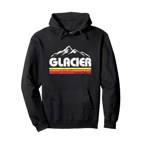 Vintage Glacier National Park Souvenir Shirts Vintage Glacier National Park Retro Mountain Souvenir Pullover Hoodie