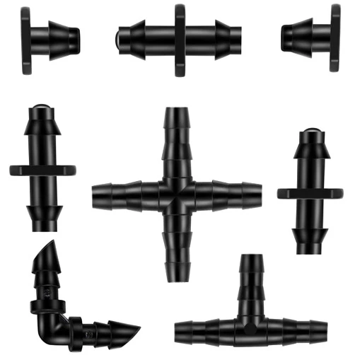 Honoson Irrigation Fittings Kit, Drip Irrigation Barbed Connectors for 1/4 Inch Water Hose Connectors,160 Straight Barbs 120 Tees 40 Elbows 40 End Plug 40 4-Way Coupling for Garden Dripping (400 Pieces)