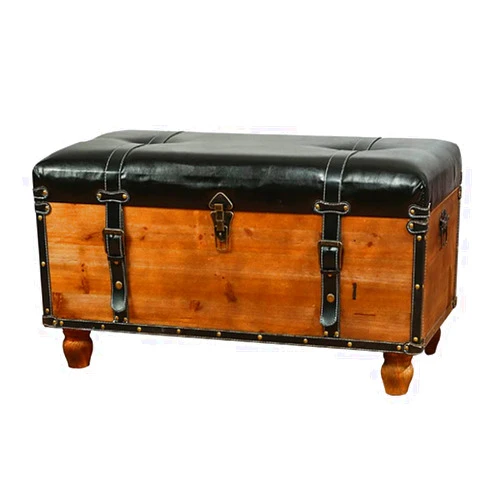 LiPengTaoHome Ottomans Industrial Style Storage Box Stool Storage Ottoman Foot Stools Ottoman with Storage for Living Room (Color : Brown, Size : 60 * 35 * 35cm)