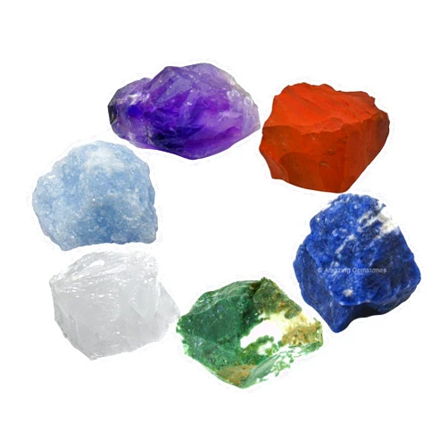 Amazing Gemstone Crystals for Diabetes Support, Set of 6 Moss Agate, Blue Calcite, Sodalite, Clear Quartz, Red Jasper and Amethyst Healing Crystals and Stones