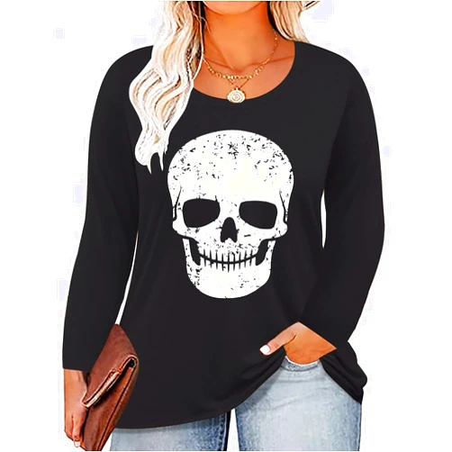 TIYOMI Plus Size Shirts Women Long Sleeve V Neck Basics Leopard Floral Camouflage Print Cute Casual Tops XL-5XL