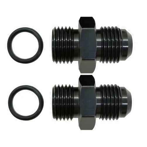 YSIL 8AN ORB to 6AN Male Flare O-ring BOSS Fuel Pump Rail Fitting Adapter Aluminum Alloy Connector Black Anodized Surface 2pcs