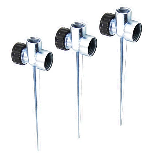 Twinkle Star 3 Pack 1/2 Inch Zinc Flow Thru Lawn Sprinkler Spike Base, Watering Sprinklers for Yard, Lawn and Grass Irrigation