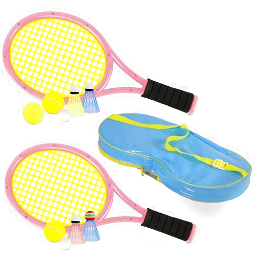 STSTECH Kids Tennis Rackets with Carrying Bag,Soft Training Balls and Badminton Birdies,12 in 1 Tennis Racquets Gift Set for Children Outdoor Indoor Sports
