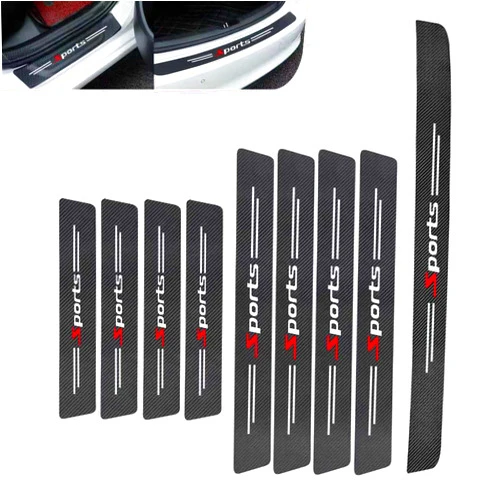 Ypoyney 9 PCS Car Door Sill Protector, Anti-Scratch Rear Bumper Guard, Carbon Fiber Automotive Door Entry Guard, Universal Door Sill Protectors for Most Vehicles (Black)