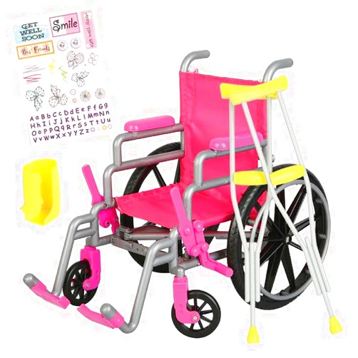 My Girl 18 INCH Doll Wheelchair and Crutches playset, fit for Most 18 INCH Dolls, Foldable Wheelchair, Crutches, Bandage, Leg Cast, Arm Cast