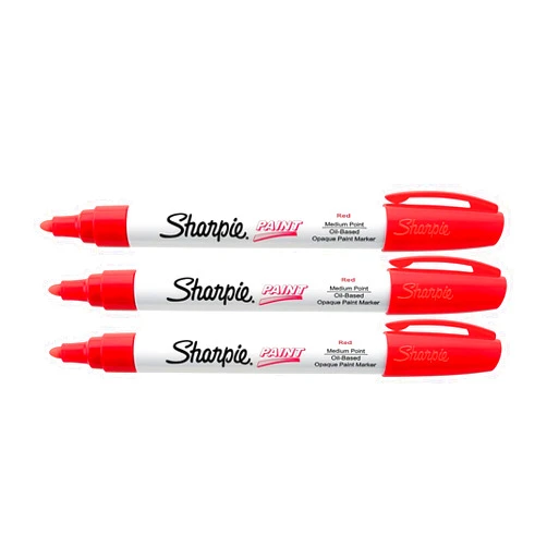 Sharpie Oil-Based Paint Marker, Medium Point, Red Ink, Pack of 3