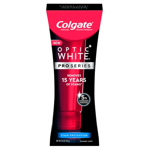 Colgate Optic White Pro Series Whitening Toothpaste with 5% Hydrogen Peroxide, Stain Prevention, 3 Oz Tube