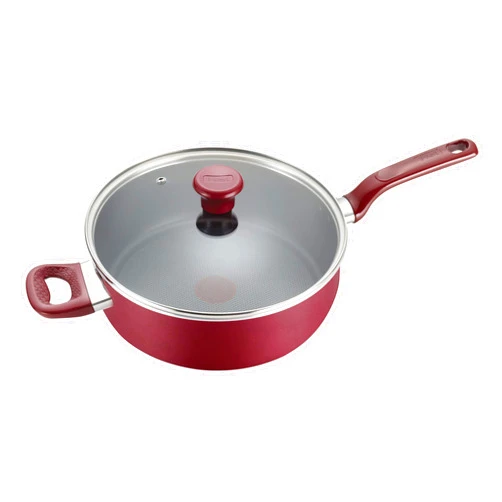 T-fal B03982 Excite ProGlide Nonstick Thermo-Spot Heat Indicator Dishwasher Oven Safe Jumbo Cooker with Lid Cookware, 5-Quart, Red