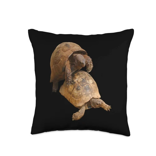 Tortoise Gifts And Land Turtle Tees by taiche Slow Love Tortoise Mating Wildlife Cut Out Throw Pillow, 16x16, Multicolor