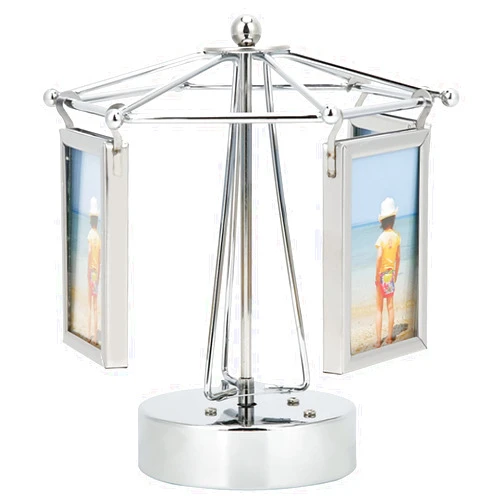 Akozon Unique Carousel Photo, Small Umbrella Music Frame Metal Elegant Shape Desktop Deco ion Y5457 3x2 Inch Rotating Picture Home for 3x2in