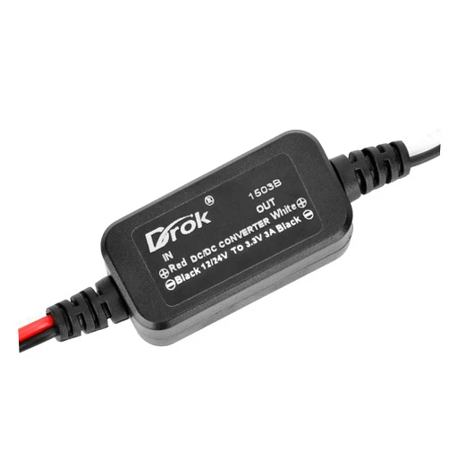DROK 12v Power Supply, DC 8-32V to 3.3V 3A Step Down Converter, 24V 12V Buck Converter DC to DC Converter, DC Voltage Regulator Step Down Transformer for Vehicle Car Truck RV Solar Panels