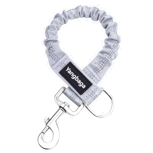 Yangbaga Dog Leash Extender, Shock Absorber Bungee Leash Attachment, Durable Nylon Dog Tie Out Leash Extension with Stainless Steel Swivel Clips (Grey, 17''-23’’)