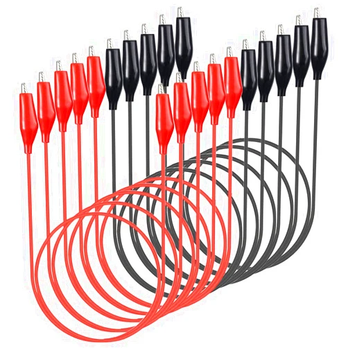 Gebildet Alligator Clips Electrical 10pcs, 0.5mm² /20AWG Wire, Insulated Test Leads with Alligator Clips, Soldered Double-Ended Jumper Wires for Experiment, Electrical Testing, Circuit Connection,