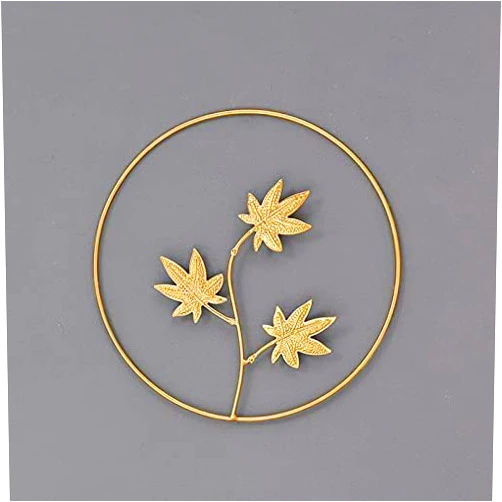 ZHUZE Golden Leaf Line Minimalist Single Line Art Poster, Abstract Shape Wall Decor Art Print Wall Decoration, Metal Modern Plant Painting Mural (A12)