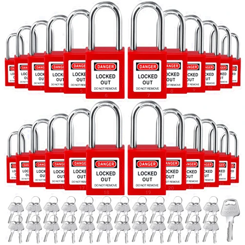 Landhoow 24 Set Lockout Tagout Locks Loto Locks Keyed Different Safety Lock, 2 Keys Per Lock, Lock Out Tag Out Padlocks for Electrical Lockout Tag Out Stations and Devices Kits (Red)
