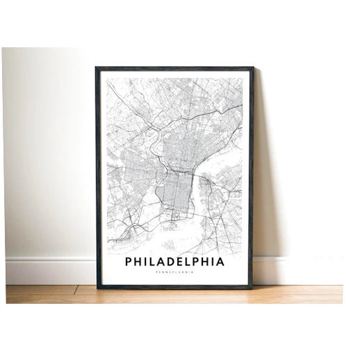 pipapa Philadelphia Map Print Hight Detailed Philadelphia Map Poster Philly Map Wall Art City Map Decor Instant Map
