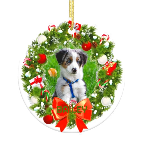 Juniissl Personalized Photo Text Christmas Ornaments 2023 Custom Christmas Tree Decorations Hanging Ornament Keepsake Gift for Kids Family Couples Dog