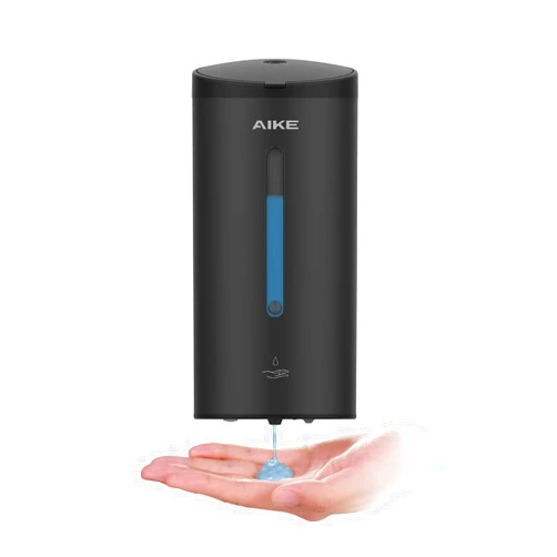 AIKE Wall-Mount Automatic Liquid Soap Dispenser 27oz Large Capacity Matte Black Anti-spots Coating Model AK1205