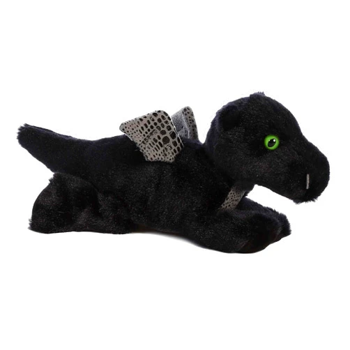 Aurora® Adorable Mini Flopsie™ Midnight Dragon™ Stuffed Animal - Playful Ease - Timeless Companions - Black 8 Inches