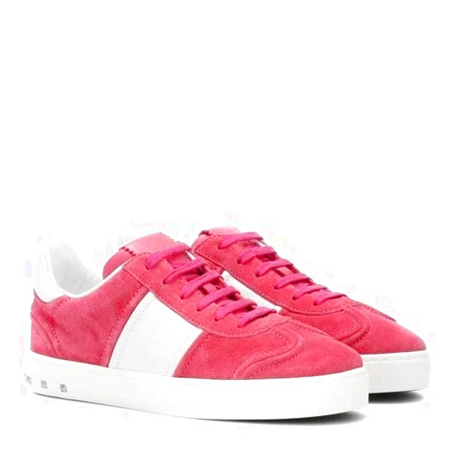 Valentino Garavani Fly Crew Suede Low-Top Sneakers 37 Pink