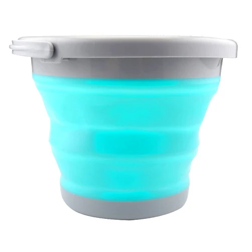 LFFH Collapsible Bucket 5L/10L, Folding Storage Portable Water Bucket with Carry Handle Ideal for Caravans Outdoor Activities (Color : Blue, Size : 10L)