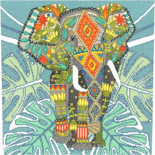 Bothy Threads The Home Of Happy Stitching Counted Cross Stitch Kit - Jewelled Elephant, Clear, White