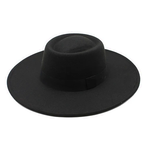 CXQRR Women Men Classic Felt Fedora Hat Wide Brim Flat Top Boater Hat(Size:M)