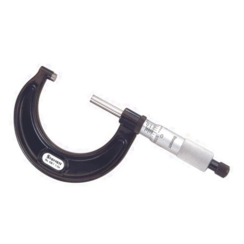 Starrett Outside Micrometer with One-Piece Spindle, Satin Chrome Finish and Tapered Frame - Quick and Easy Adjustment, 1-2