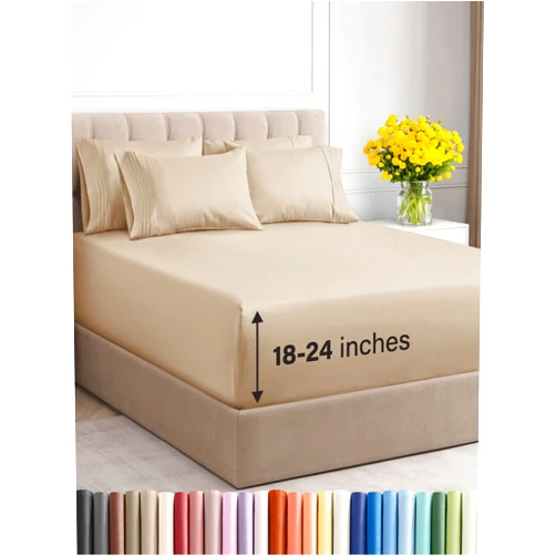 CGK Unlimited Extra Deep Queen Sheet Set - 6 Piece Breathable and Cooling Sheets - Hotel Luxury Bed Sheets Set - Easy & Secure Fit - Soft, Wrinkle Free and Comfy Sheets Set - Cream Sheet Set with Extra Deep Pockets