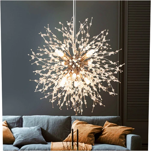 Depuley Modern Crystal Chandeliers, Dandelion Firework Chandelier, 8-Light Pendant Light fixtures, Sputnik Pendant Lighting for Living Room, Bedroom, Dining Room, Kitchen, Stairwell, G9 Bulbs