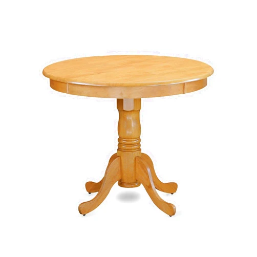 East West Furniture ANT-OAK-TP Antique Modern Kitchen Table - a Round Dining Table Top with Pedestal Base, 36x36 Inch, Oak