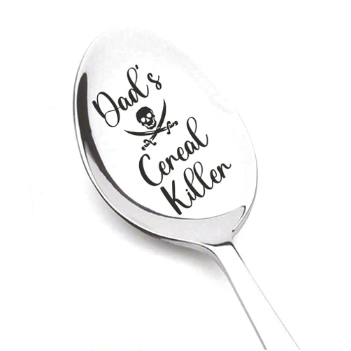Weefair Dad's Cereal Killer Engraved Spoon Gift For Dad | Birthday | Anniversary | Christmas Stocking Stuffer | Engraved Stainless Steel 7 inches Teaspoon | Gift under $20