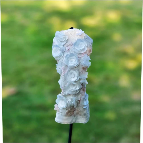 GOALFPRO 3D Lace Golf Club Head Covers for Driver Fairway Woods Head Cover Hybrid Headcover Wood Headcovers Cute Lace Flower Fairy Golf Head Covers for All Woods and Drivers