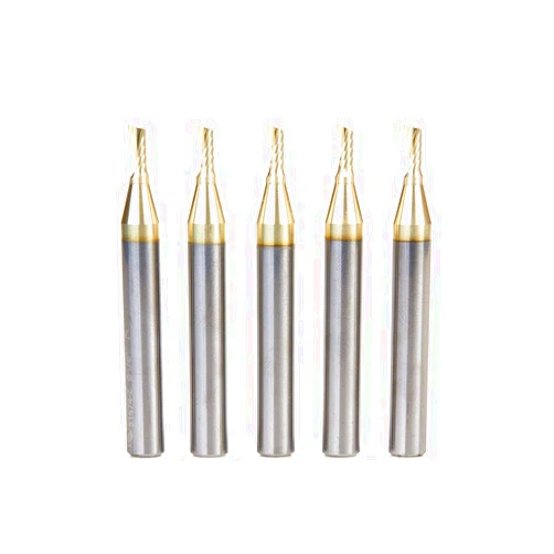 Amana Tool 51474-Z-5 5-Pack CNC SC Spiral O Single Flute ZrN Coated Aluminum Cutting 1/8 D x 1/4 CH x 1/4 SHK x 2 Inch Long Up-Cut Router Bits withMirror Finish