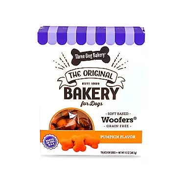 Three Dog Bakery Grain Free Wafers Baked Dog Treats, 13 Oz Pumpkin