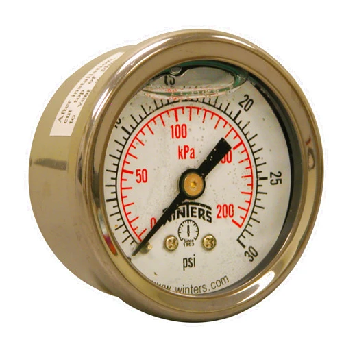 Winters Instruments Winters PFQ Series Stainless Steel 304 Dual Scale Liquid Filled Pressure Gauge with st/st Internals, 0-600 psi/kpa 1-1/2
