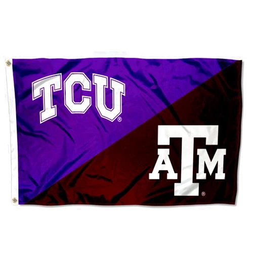 College Flags & Banners Co. Texas Christian vs Texas A&M House Divided 3x5 Flag Rivalry Banner