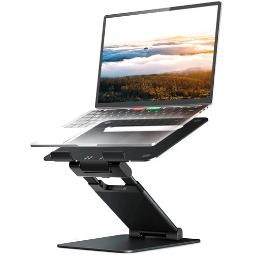 Nulaxy Height Adjustable Laptop Stand for Desk, Dual Foldable Aluminum Computer Riser, Pull Out Design Ergonomic Sit to Notebook Holder Convertor, Compatible with All 10-17