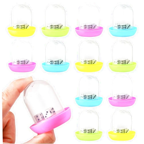 Miaopen 12 Pack Mini Dice Cup Set，Party Favors for Adults Kids Toddlers, Plastic Shaker Dice Game，Shaker Cup Desk Toys, Classroom Rewards, Carnival Prizes, Goodie Bag Stuffers, Treasure Box, Pinata Fillers