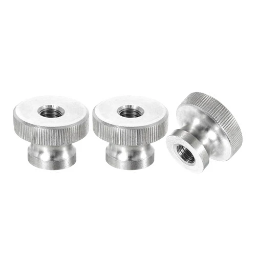uxcell Knurled Thumb Nuts, 3Pcs M8 x D24mm x H16mm Stainless Steel Round Knobs Fasteners Through Hole Hand Screw Nut Silver for 3D Printer Parts, Machine Tools